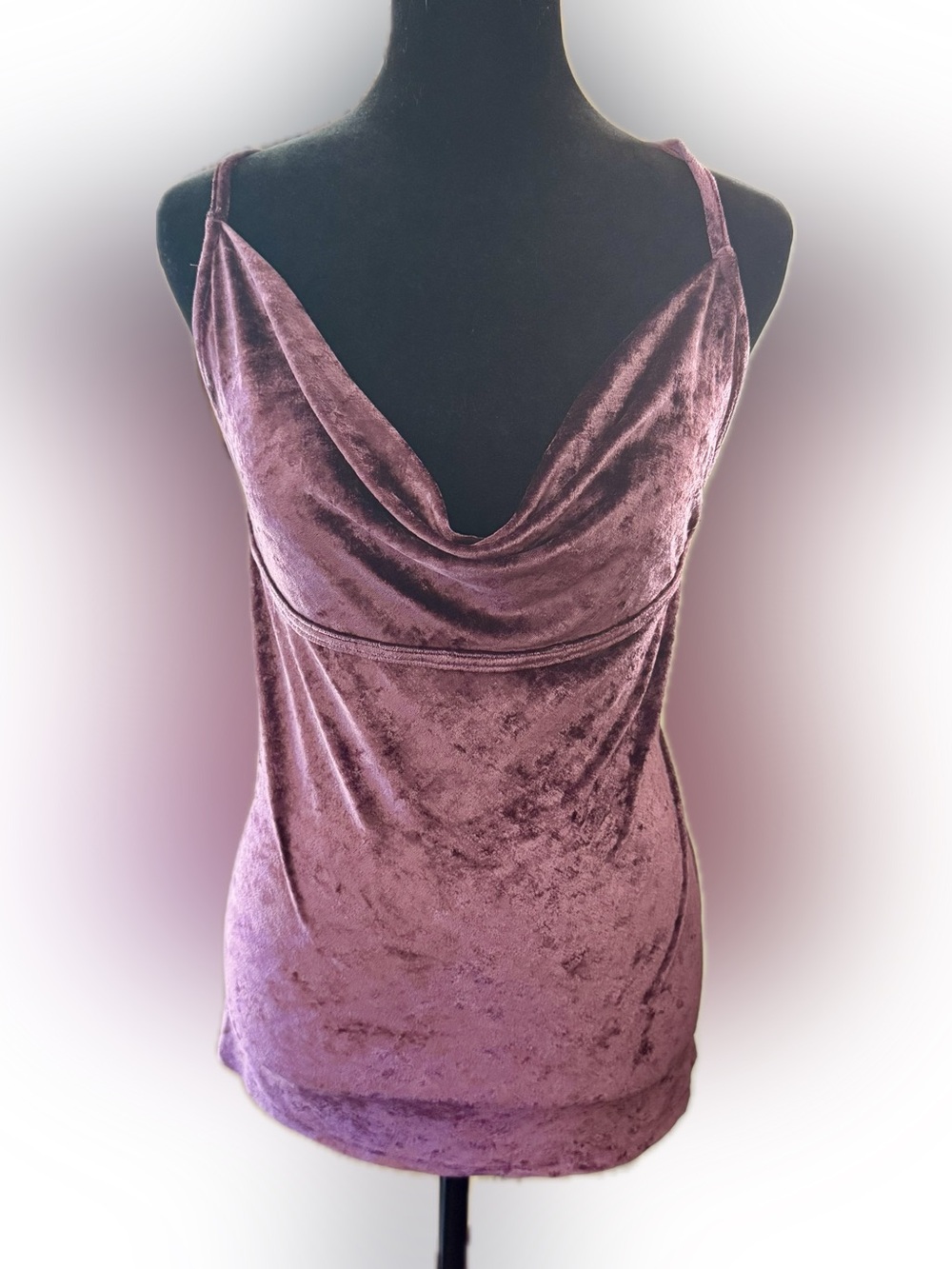Intimately by a Free People Velvet Cowl Neck Camisole - Mauve Plum. Open Back